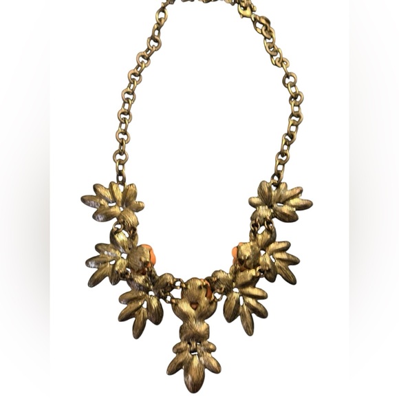 Vintage Joan Rivers Elegant Floral Necklace in Gold and Orange - Picture 7 of 14